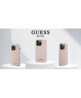 Dėklas Guess GUHCP16XSMBSLP iPhone 16 Pro Max 6.9" rožinis/pink hardcase Silicone Script Metal Logo & Frame