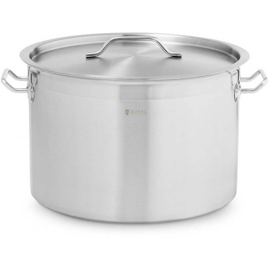 Royal Catering Large steel pot with thick bottom lid for halogen gas induction cooker, 23 l – 2
