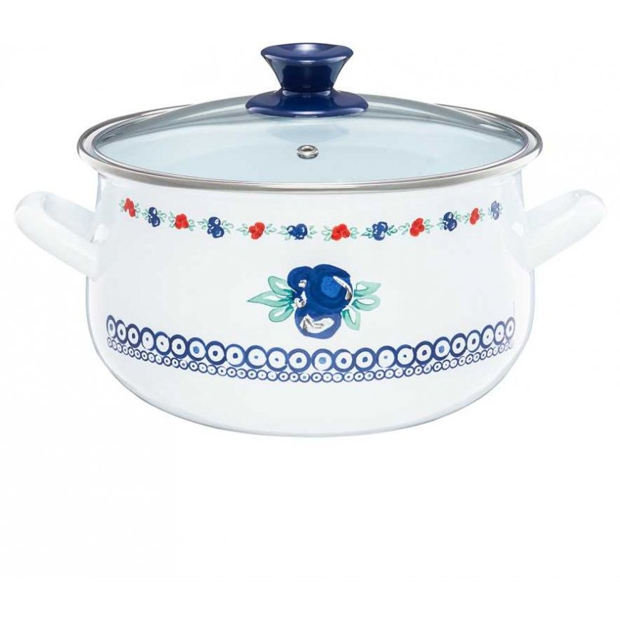 Ambition Enamel pot with lid Kalina 20 cm 3.8 l ENAMEL OLKUSZ