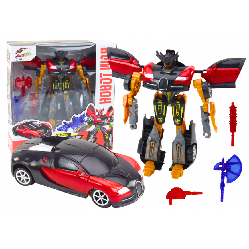 Lean Toys Robot Auto 2in1 Transformation Accessories Weapon Red