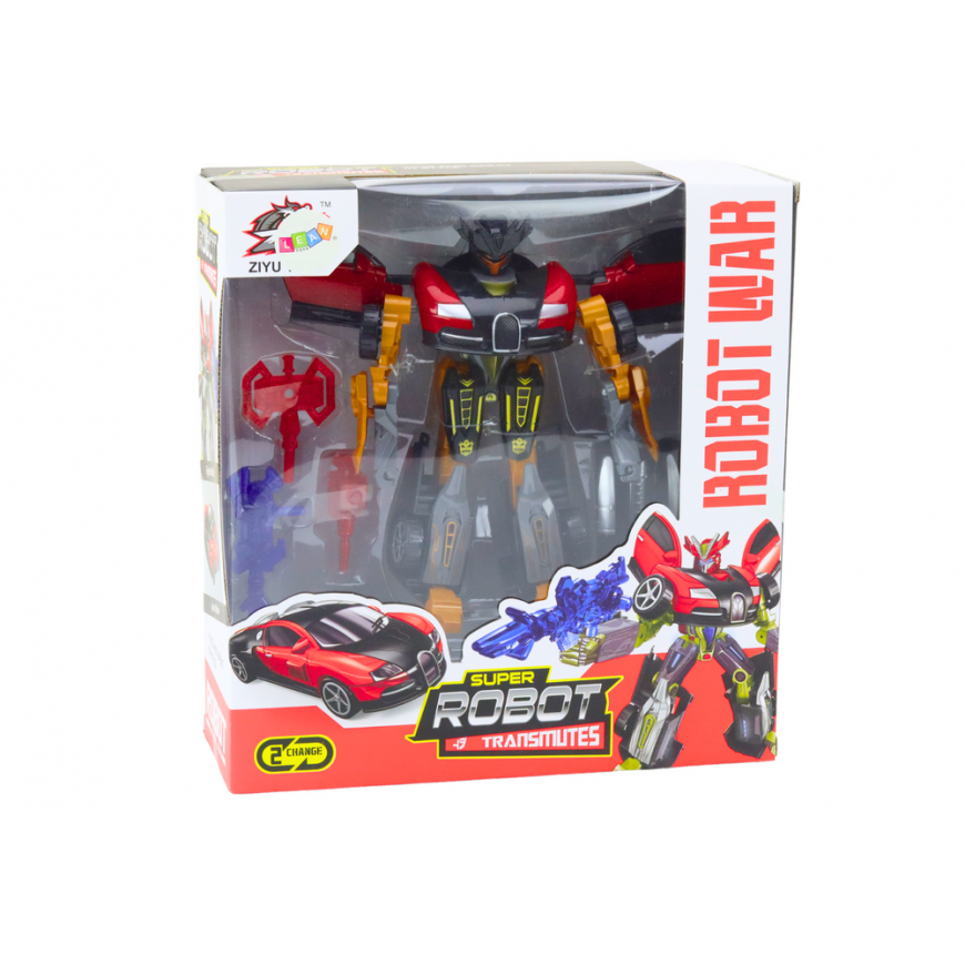 Lean Toys Robot Auto 2in1 transformacijos priedai ginklas raudonas – 4
