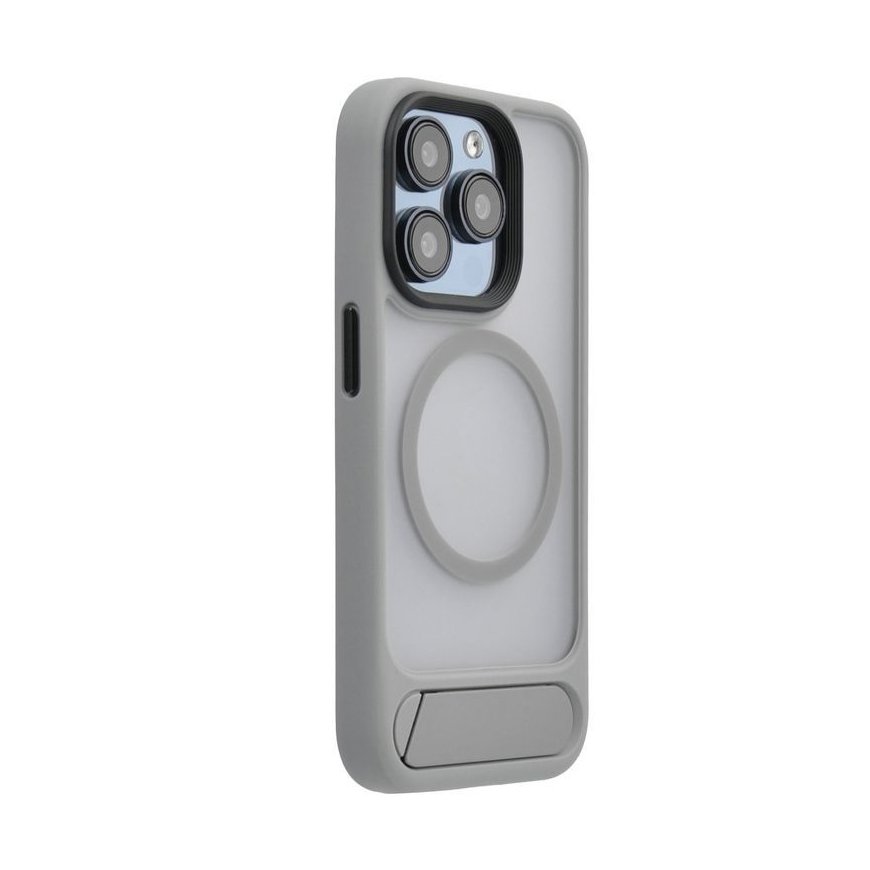 Apple iPhone 16 Pro Max Rubber Coated MagSafe With Stand Case Silver