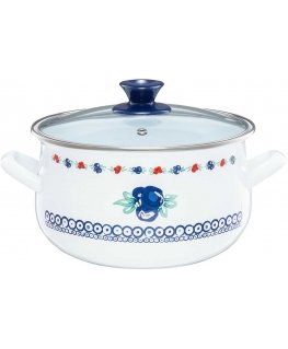 Ambition Enamel pot with lid Kalina 22 cm 5 l ENAMEL OLKUSZ
