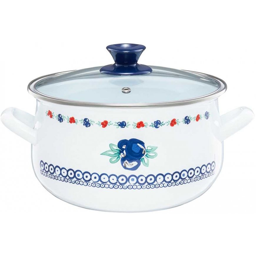 Ambition Enamel pot with lid Kalina 22 cm 5 l ENAMEL OLKUSZ