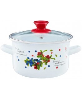 Enamel pot with lid Borówka 22 cm 5 l ENAMEL OLKUSZ