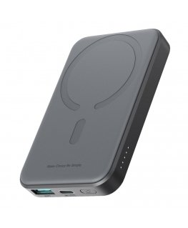 Powerbank Joyroom JR-W020 Mini 5000mAh USB-A USB-C inductive 20W - black + USB-C / USB-C cable