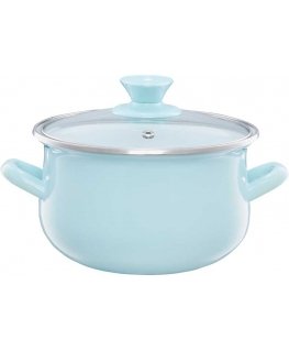 Enamel pot with lid Pyza miętowy 18 cm 2.9 l ENAMEL OLKUSZ