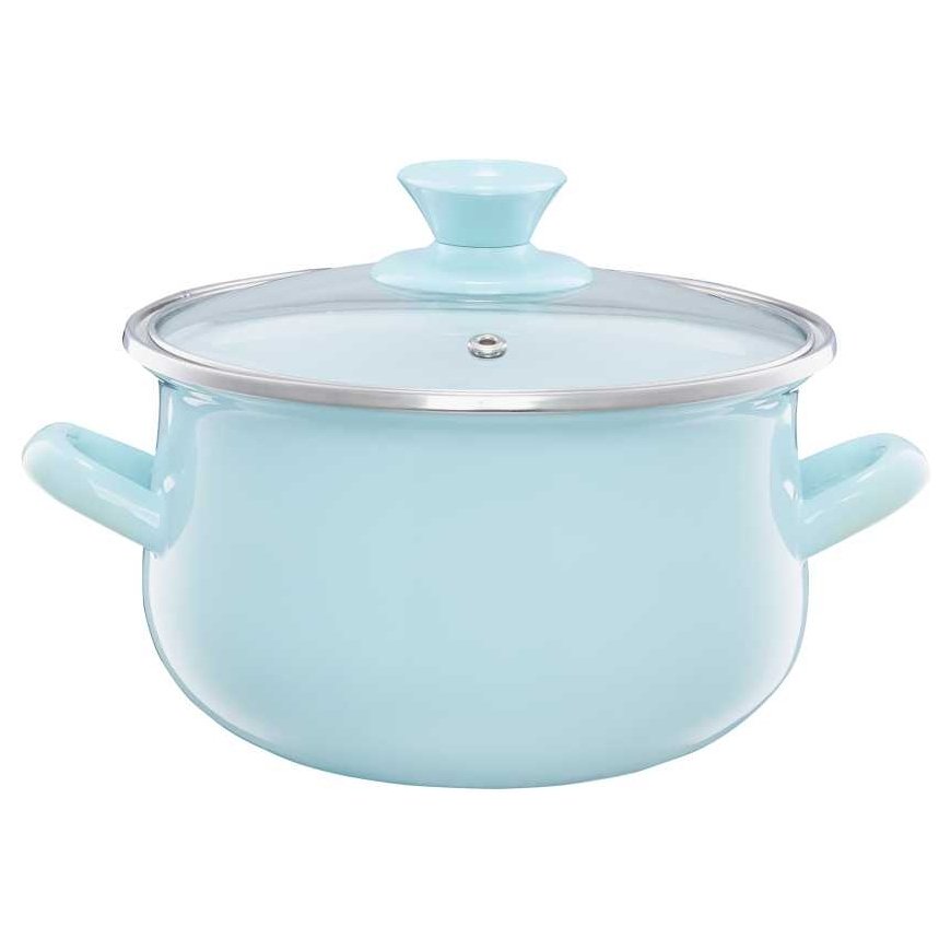 Enamel pot with lid Pyza miętowy 18 cm 2.9 l ENAMEL OLKUSZ