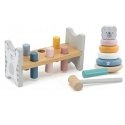Viga Toys Montessori“ rinkinys Medinis bokštelis + Kaladėlės su kūju ir baltuoju meškiuku“
