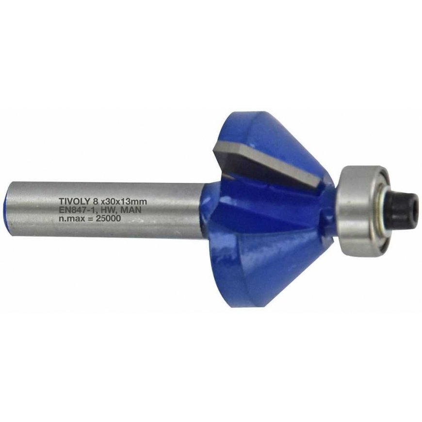 Tivoly Chamfer cutter with ball bearing, 45x20 mm, 45°, 8mm shank