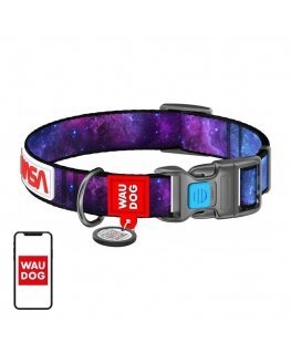 Waudog "NASA21" nylon dog collar with QR code, size M, width 20 mm