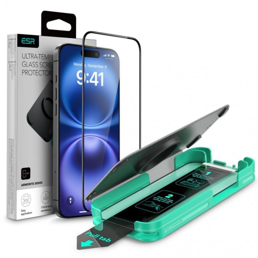 ESR Armorite Tempered Glass for iPhone 16 Pro Max - with Black Frame