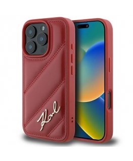 Karl Lagerfeld Quilted Signature iPhone 16 Pro Case - Red