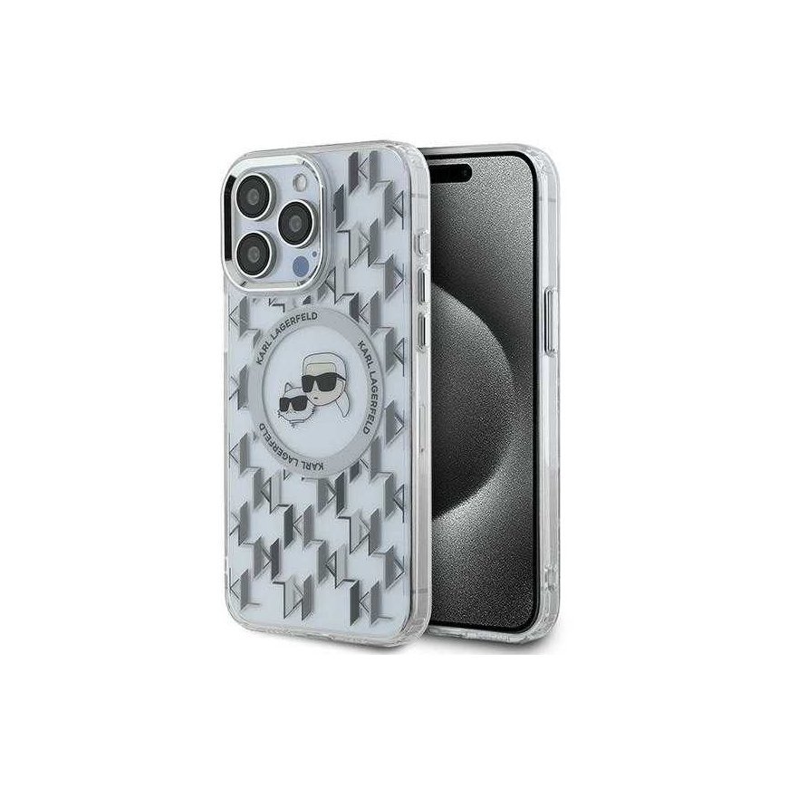 Case Karl Lagerfeld KLHMP15XHMCKMHT iPhone 15 Pro Max 6.7" transparent IML Monogram Karl&Choupette Head MagSafe
