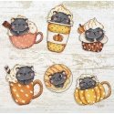 Letistitch Cross Stitch Kit "Pumpkin Cup Kitties Set of 6" 9x7cm SLETIL8092 Letistitch Cross Stitch Kit "Pumpkin Cup Kitties Set of 6" 9x7cm SLETIL8092