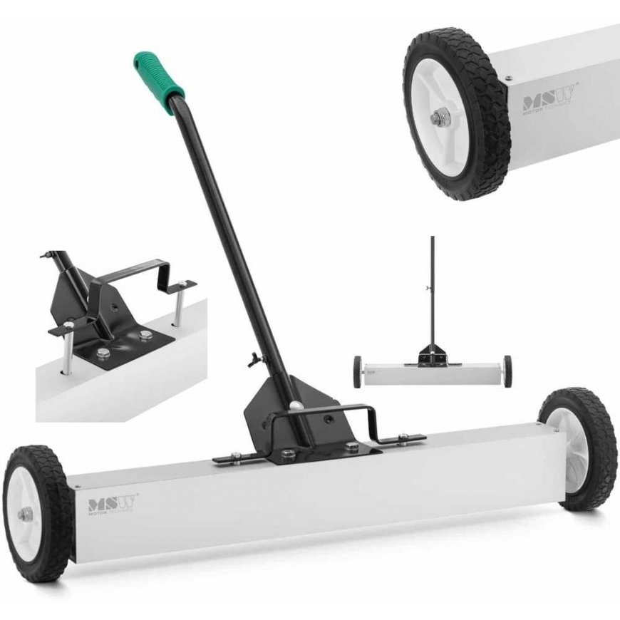 MSW Magnetic broom for collecting nail chips on wheels, width 75 cm