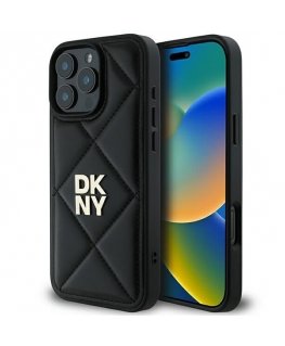 DKNY Quilted Stack Logo iPhone 16 Pro Case - Black