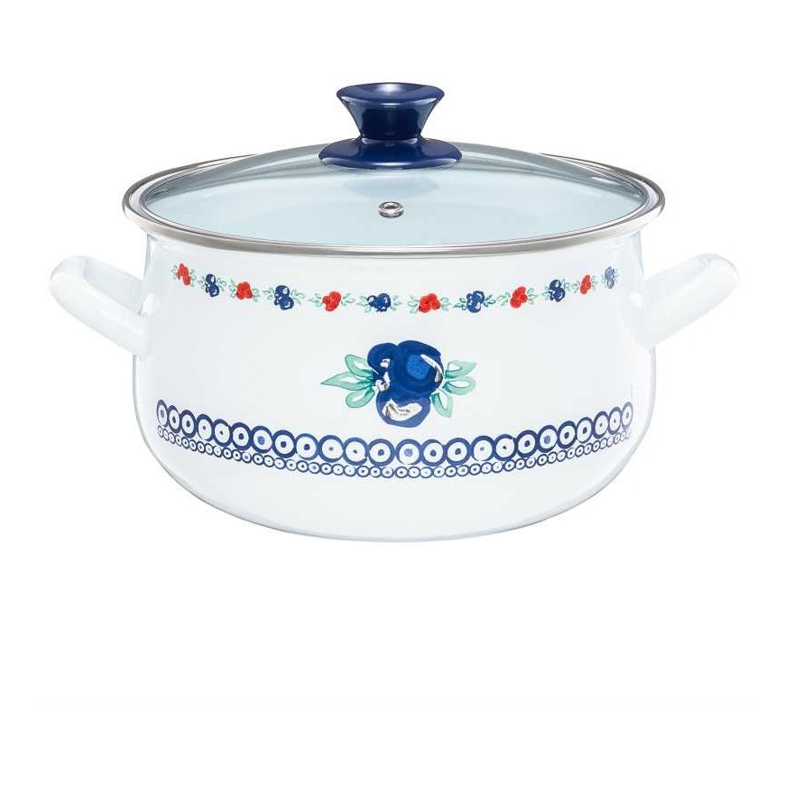 Ambition Enamel pot with lid Kalina 18 cm 2.9 l ENAMEL OLKUSZ