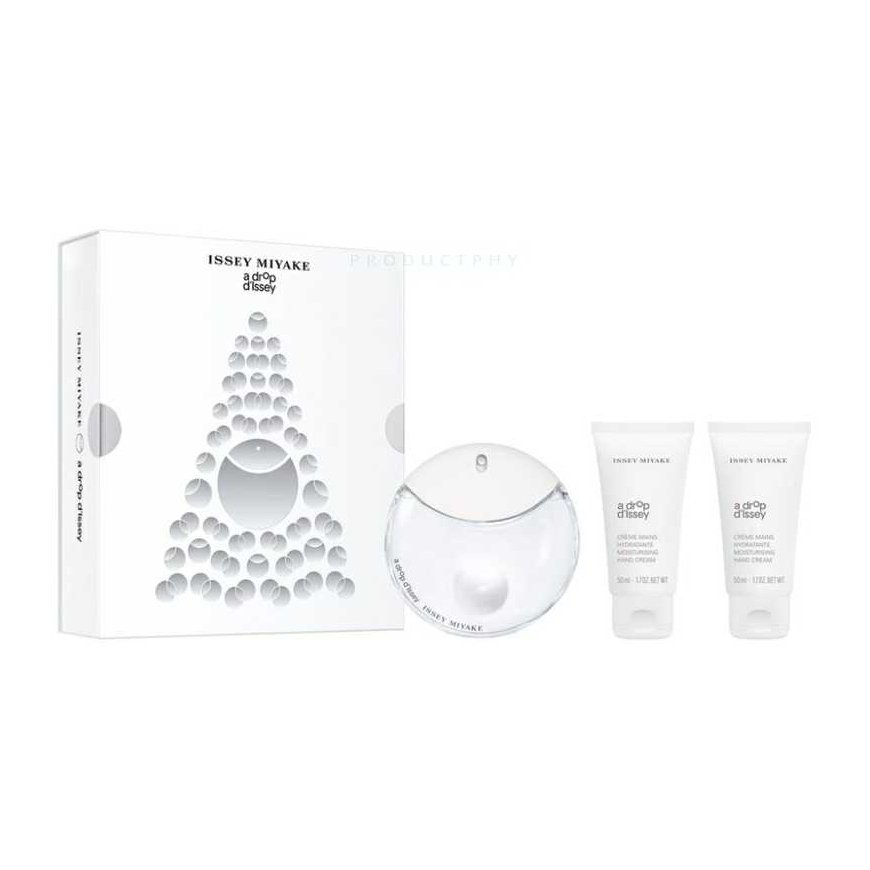 Issey Miyake Xmas 2023 set Issey Miyake: A Drop d'Issey, Moisturizing, Hand cream, 2 pcs, 50 ml + A Drop d'Issey, Parfum, For wo