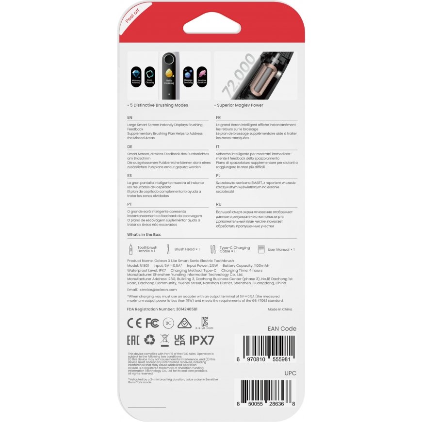 Oclean X Lite Smart Sonic -sähköhammasharja, harmaa – 3