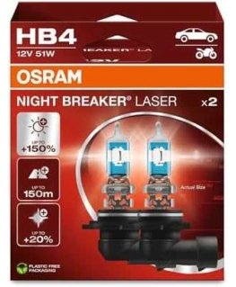 OSRAM Car bulbs NIGHT BREAKER LASER + 150% HB4 51W 12V P22D (for American cars) 2pcs