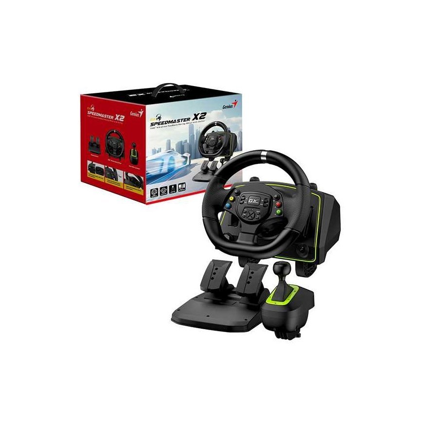 Steering wheel Genius GX Gaming SpeedMaster X2, steering wheel with pedals and shifter, 13 buttons, USB, black – 2