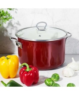 Pot enameled okuwany Plus 16 cm burgundy ENAMEL OLKUSZ