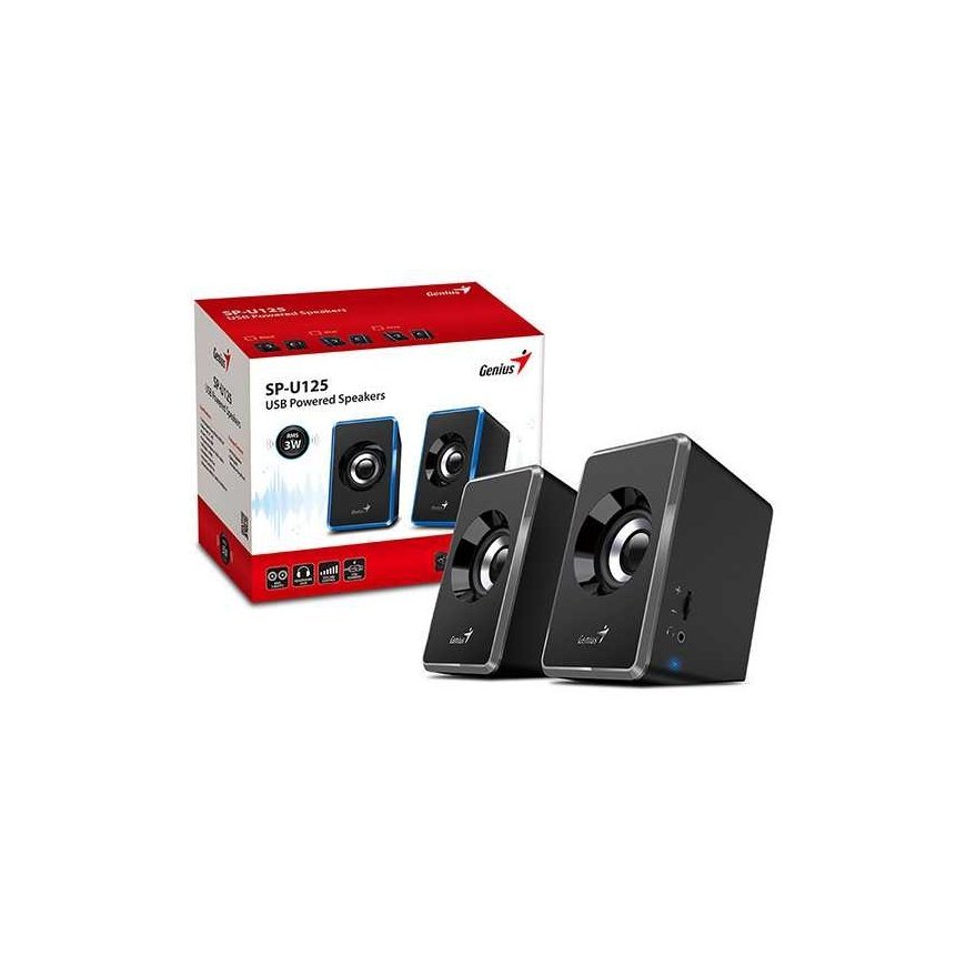 Kompiuterio kolonėlės Genius głośniki SP-U125, 2.0, 3W, juoda-pilka, garsumo valdymas, 3,5 mm jack (USB), 150Hz-20kHz – 3