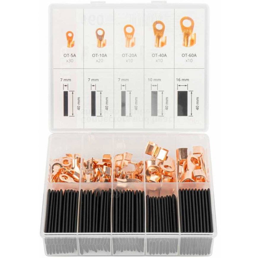Ring connectors, copper heat shrink tubes, set, 160 pcs. amio-03933