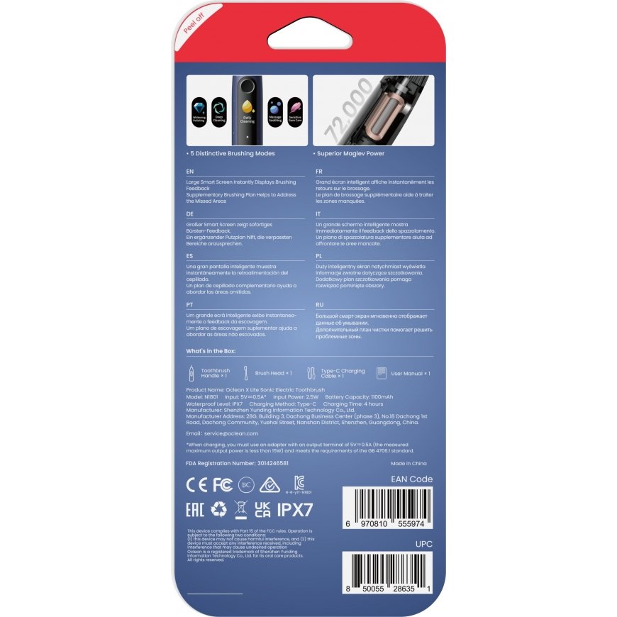 Oclean X Lite Smart Sonic -sähköhammasharja, sininen – 3
