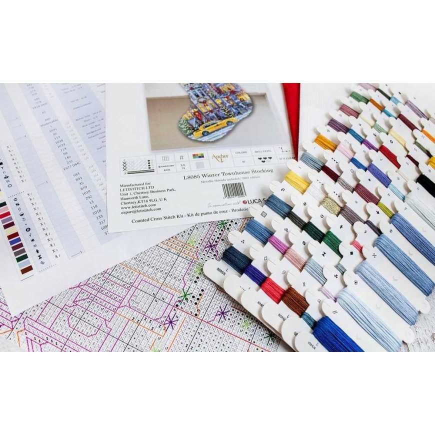 Letistitch Counted Cross Stitch Kit "Winter Townhouse Stocking" 24.5x37cm SLETIL8085 – 3