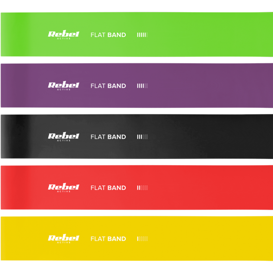 Set of latex exercise bands 2m - Long Band LTs-1, 1-5kg, 5 bands, REBEL ACTIVE – 4