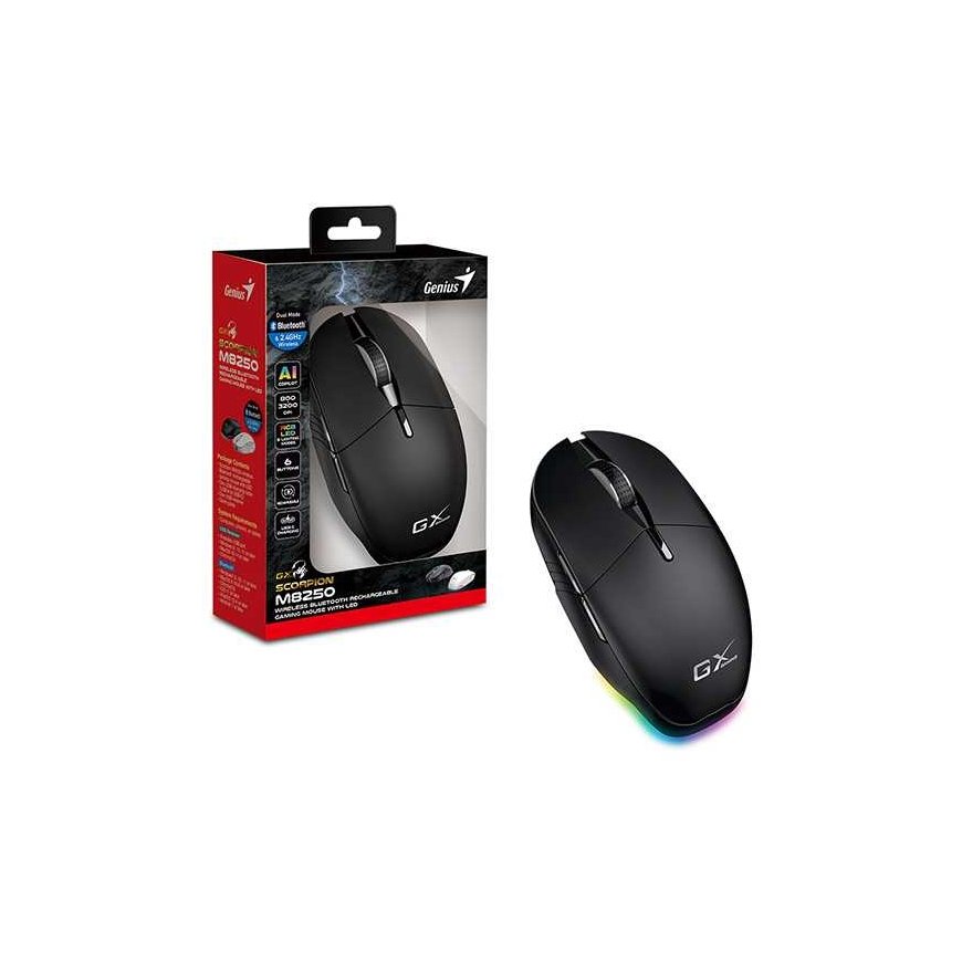 Wireless mouse, Genius GX GAMING Scorpion M8250 AI, black, optical, 3200DPI – 4