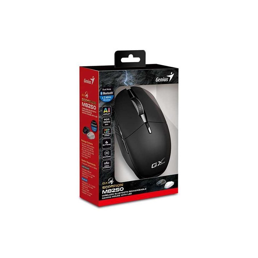 Wireless mouse, Genius GX GAMING Scorpion M8250 AI, black, optical, 3200DPI – 5