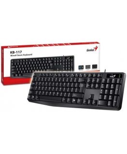 Genius KB-117 COPILOT, keyboard CZ/SK, klasyczna, waterproof rodzaj with cable (USB), black, no