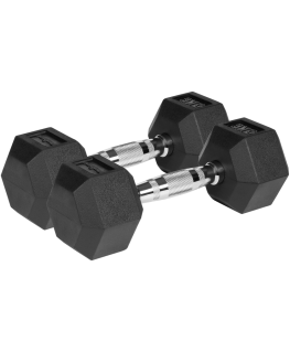 Gumuoti ketaus hanteliai HEX 2x5kg, REBEL ACTIVE