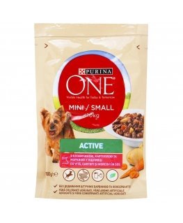 PURINA One Mini/Small Active Beef - mitrā suņu barība - 85g