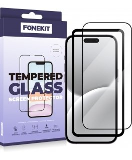 FoneKit Full Cover tempered glass, iPhone 16 / 15, black