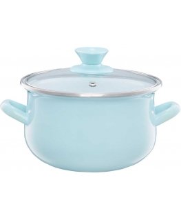 Puodas emaliowany su dangteliu Pyza miętowy 22 cm 5 l EMALIA OLKUSZ