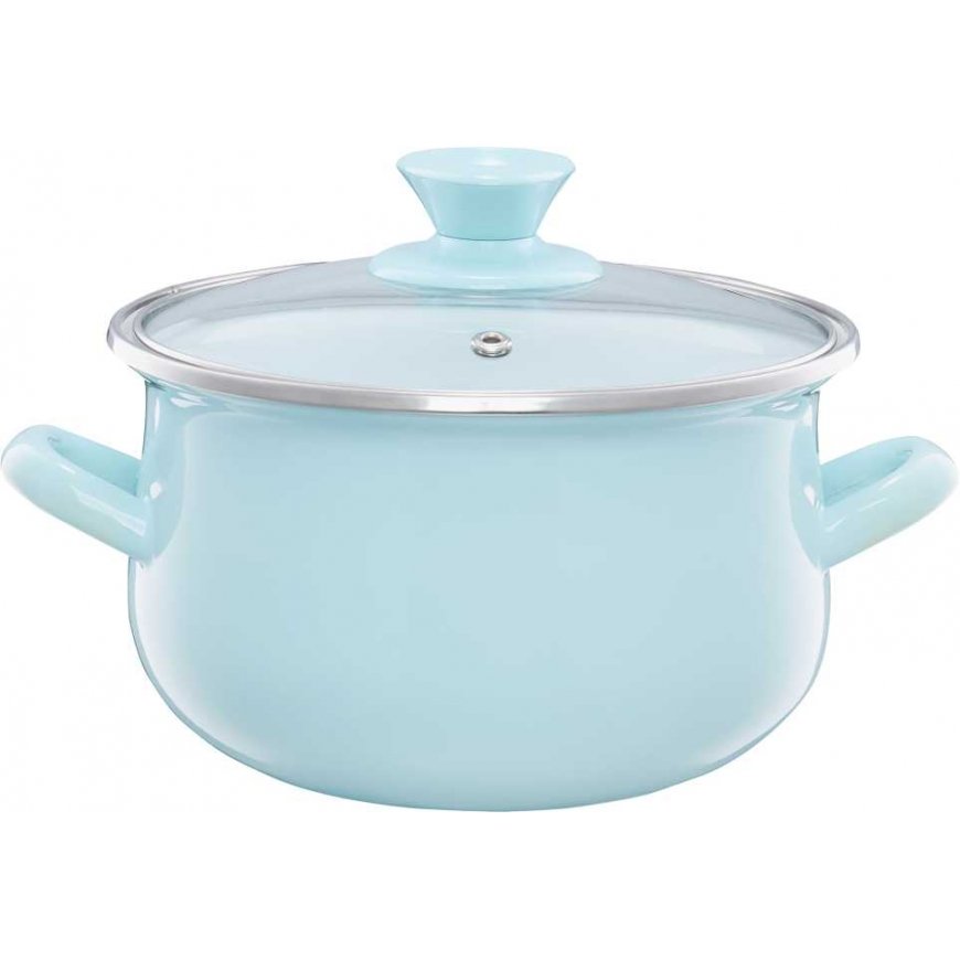 Puodas emaliowany su dangteliu Pyza miętowy 22 cm 5 l EMALIA OLKUSZ
