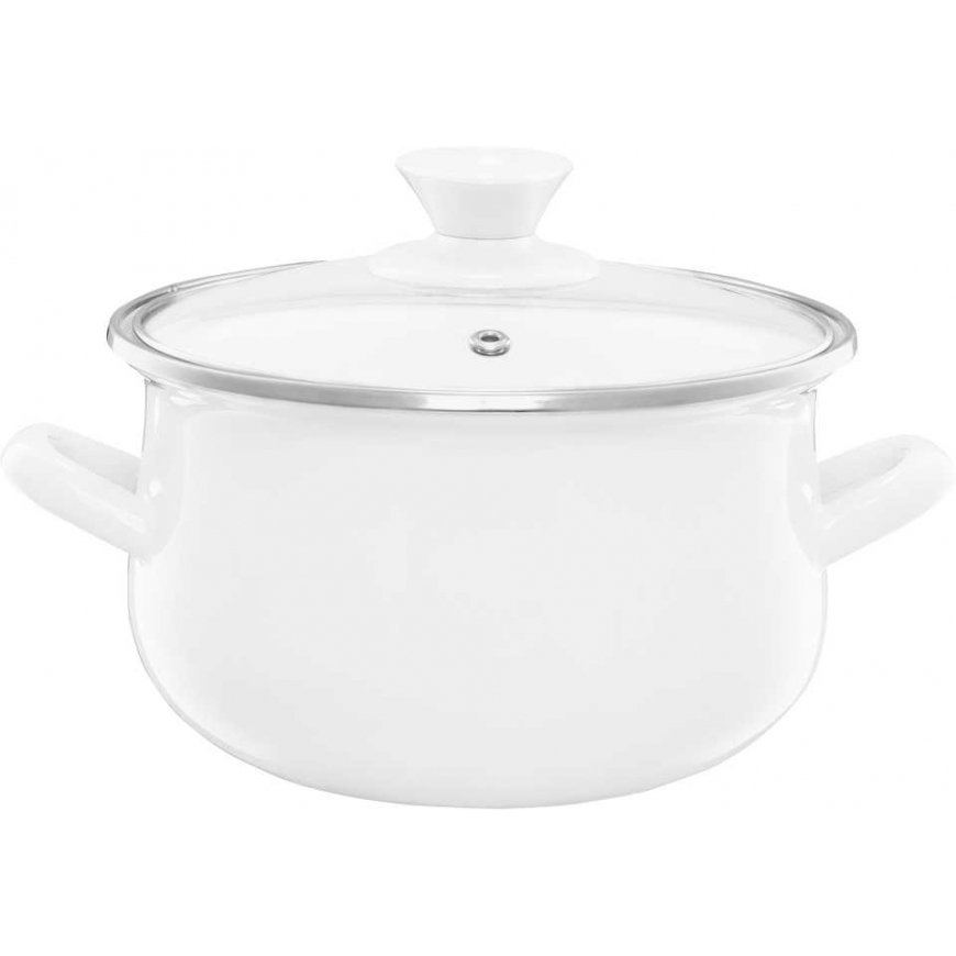 Enamel pot with lid Pieza cream 22 cm 5 l ENAMEL OLKUSZ
