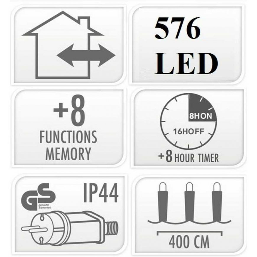Christmas Decoration CHRISTMAS LIGHT CHAIN 576 LED TIMER COLD White – 2