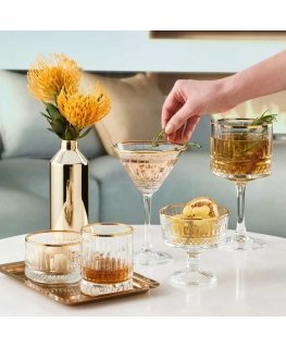 Komplet 4 kieliszków do martini Elysia Gold 220 ml PASABAHCE