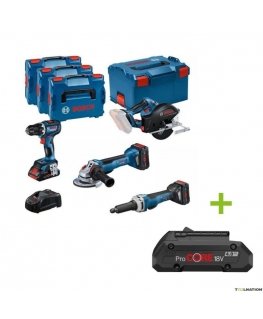 BOSCH Kit COMBO 18V (GSR 18V-90C +GWS 18V-15 PSC +GKM 18V-50 +GGS 18V-23 PLC) 1xPC4,0Ah 2xPC5,5Ah