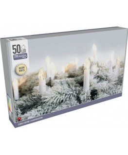 Christmas Gifts LAMPKI CHOINKOWE ŁAŃCUCH ŚWIETLNY ŚWIECZKI 50 LED CIEPŁY BALTA