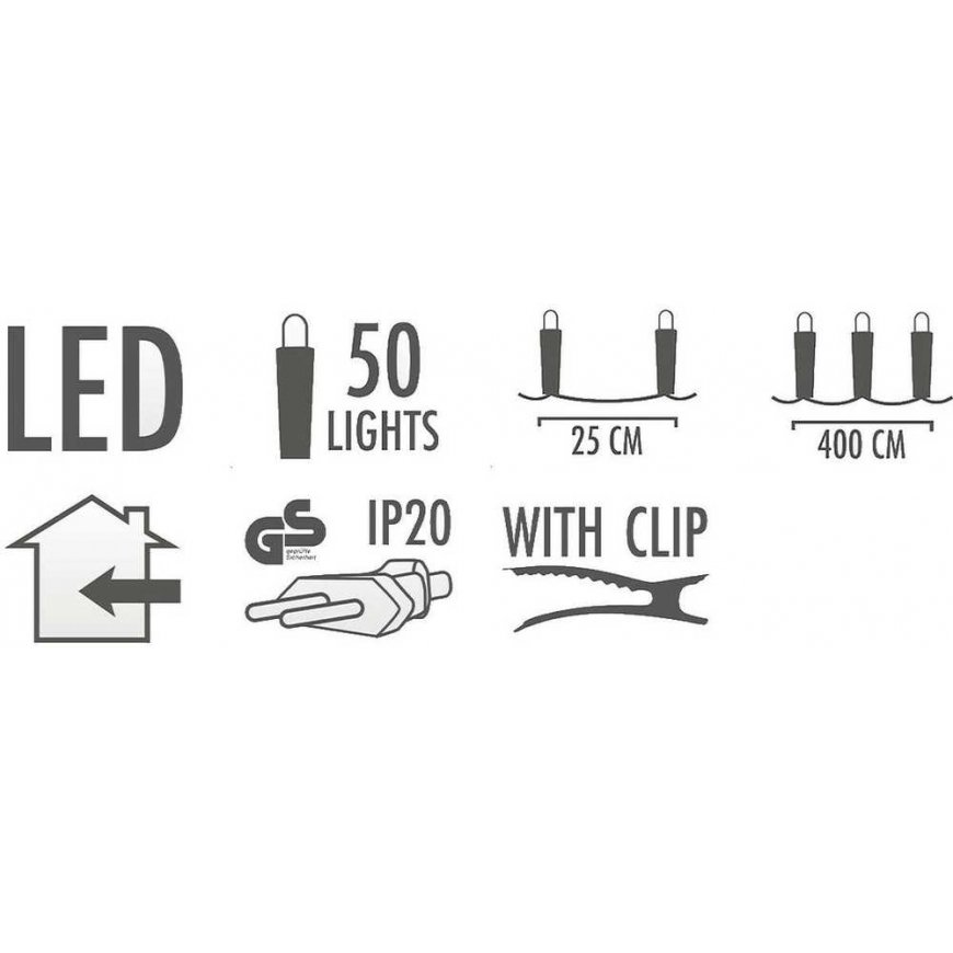 Christmas Gifts LAMPKI CHOINKOWE ŁAŃCUCH ŚWIETLNY ŚWIECZKI 50 LED CIEPŁY WHITE – 4