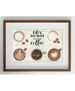 Letistitch Cross stitch kit "Life is too short for bad coffee" 29x19cm SLETIL8097