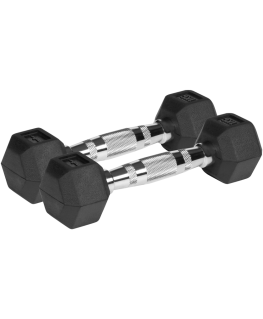 Rubberized cast iron dumbbells HEX 2x1kg, REBEL ACTIVE