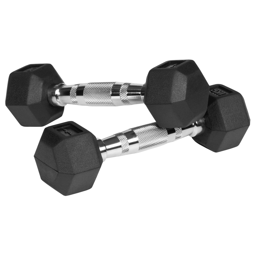 Rubberized cast iron dumbbells HEX 2x1kg, REBEL ACTIVE – 3