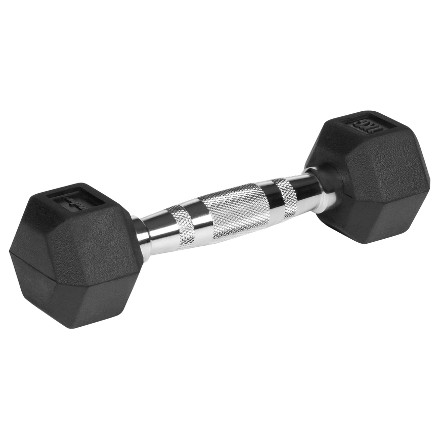 Rubberized cast iron dumbbells HEX 2x1kg, REBEL ACTIVE – 4